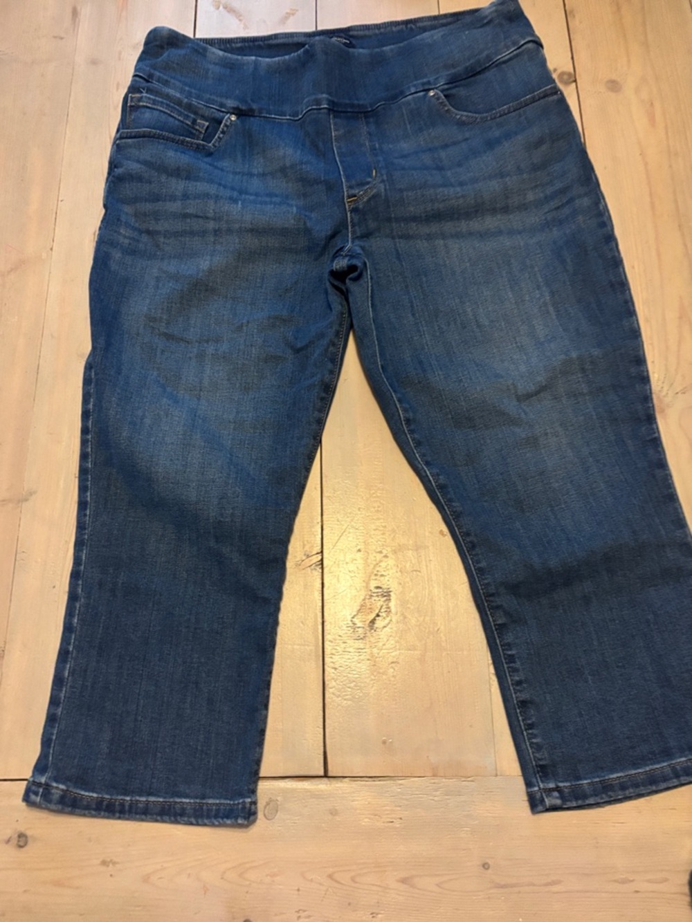 Lee Dark Wash Cropped Denim Jeans Size 14 medium stretch waist-19 1/2" inseam